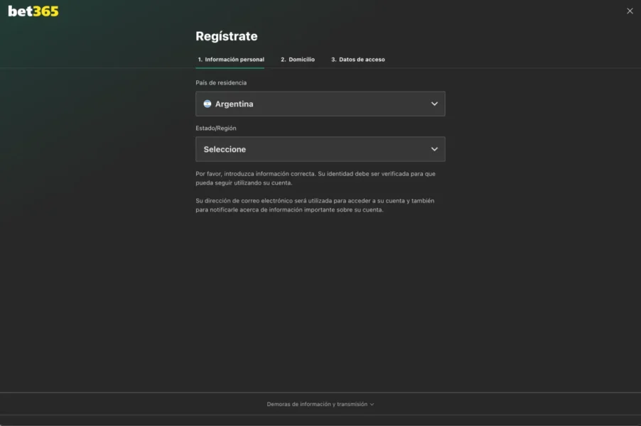bet365 screen sign up