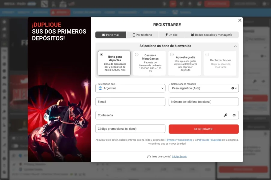 megapari screen sign up